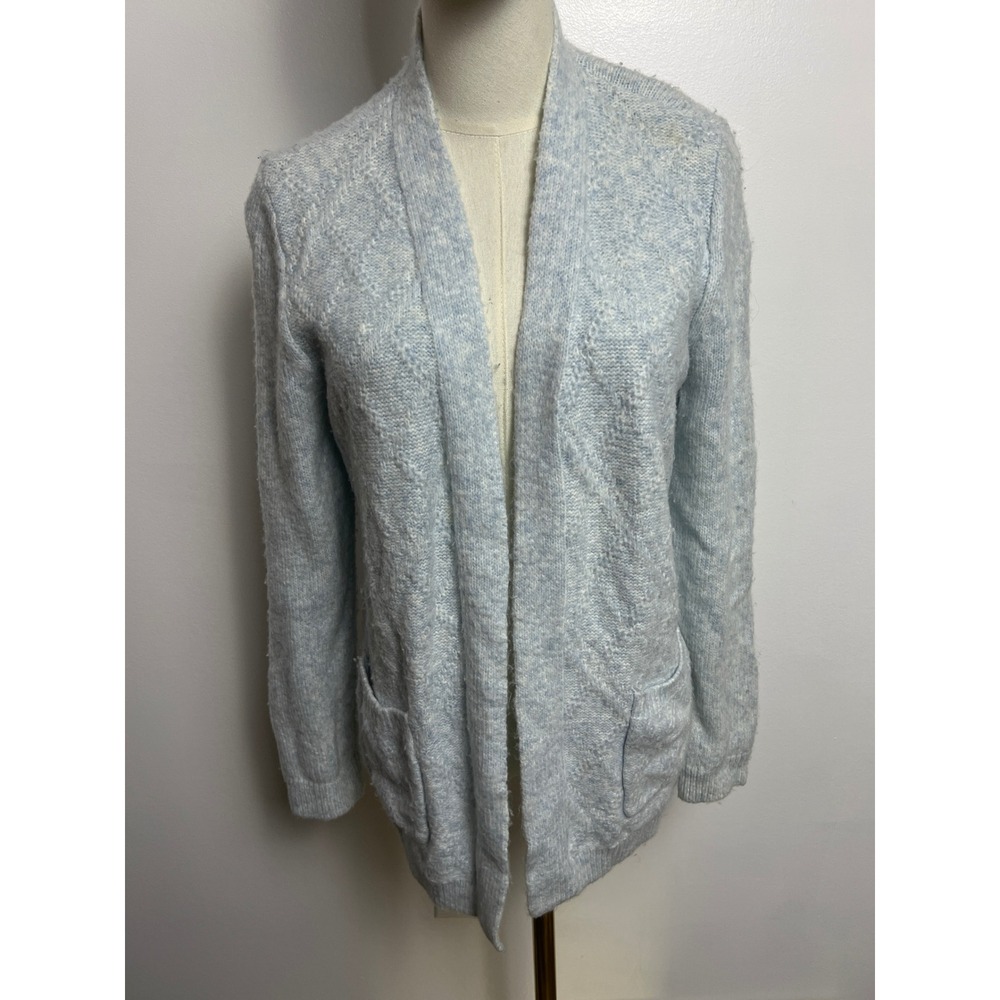Croft & Barrow Womens‎ Petite PL Light Blue Marled Knit Open Cardigan Sweater